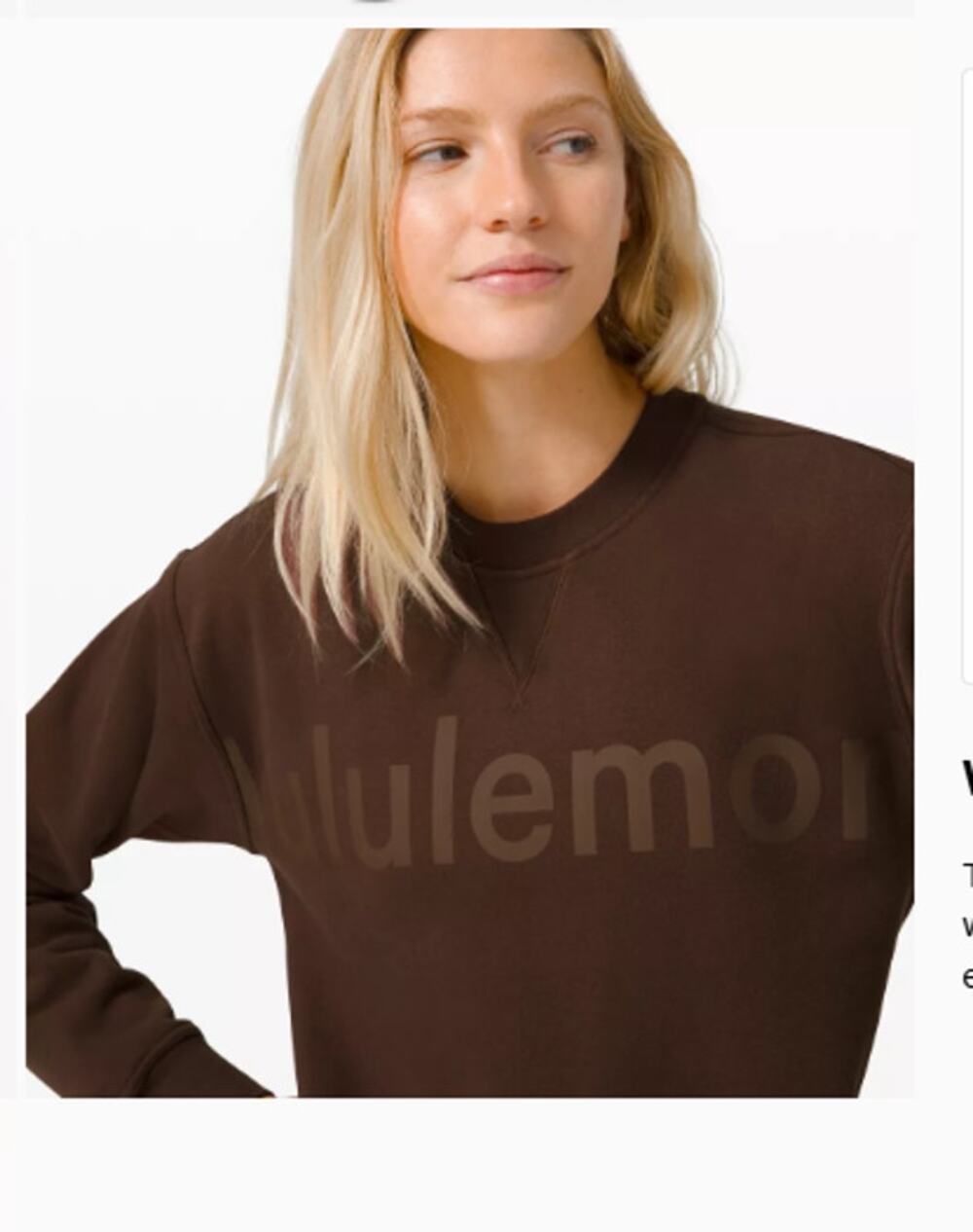 Lululemon Sz 10 All Yours Crew Neck Cotton Graphic Spellout Sweatshirt Brown